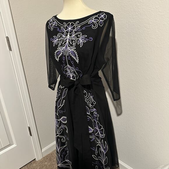 EShakti Whimsigoth Floral Embroidered Lace Dress Sz 20 2XL Dark Romance Sheer - Picture 6 of 13